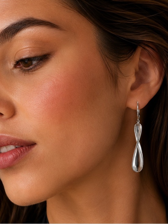 Napier Jewelry - Silver tone Twisted Drop Earrings -